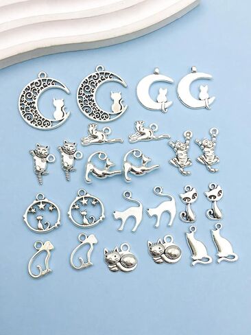 Youdiyla 96Pieces Cat Series Antique Silver Pendant Jewelry Making DIY Keychain Earrings Pendant Various Design Charms for Jewelry Making Bracelets Necklace (SN440) in Saudi Arabia