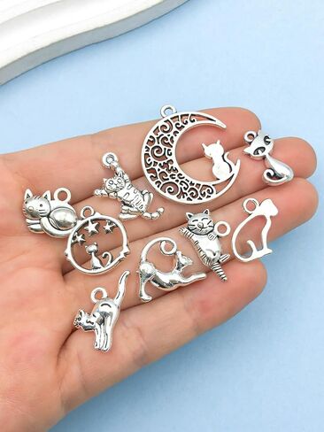 Youdiyla 96Pieces Cat Series Antique Silver Pendant Jewelry Making DIY Keychain Earrings Pendant Various Design Charms for Jewelry Making Bracelets Necklace (SN440) in Saudi Arabia
