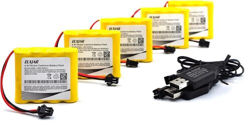 (5 عبوات) 4.8V AA 700MAH NI-CD حزمة بطارية متوافقة مع 1/18 RC Truck Car Rock Off-Road Four Wheels Car SM-2P Plug in Kuwait