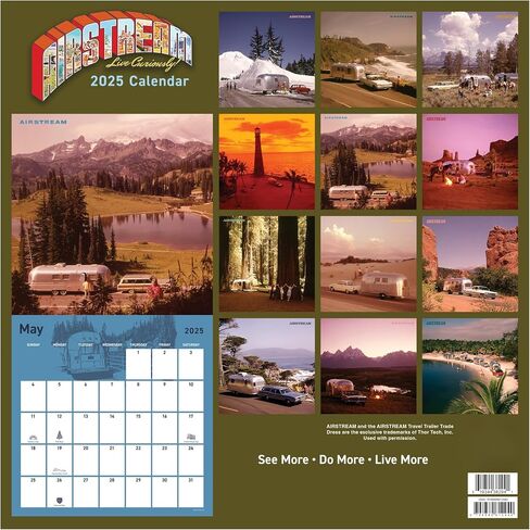 TF PUBLISHING 2025 Airstream: Live Riveted Wall Calendar | Large Grids for Appointments and Scheduling | Vertical Monthly Wall Calendar 2025 | Premium Matte Paper | 12" x 12" in Kuwait