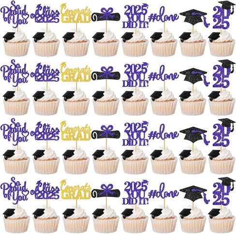 40Pcs Graduation Cupcake Toppers 2025 Graduation Decorations Class of 2025 Blue Graduation Hat Cupcake Toppers Graduation Picks Graduation Party Decorations 2025 in Kuwait