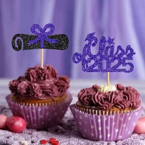 40Pcs Graduation Cupcake Toppers 2025 Graduation Decorations Class of 2025 Blue Graduation Hat Cupcake Toppers Graduation Picks Graduation Party Decorations 2025 in Kuwait