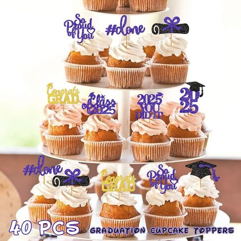 40Pcs Graduation Cupcake Toppers 2025 Graduation Decorations Class of 2025 Blue Graduation Hat Cupcake Toppers Graduation Picks Graduation Party Decorations 2025 in Kuwait