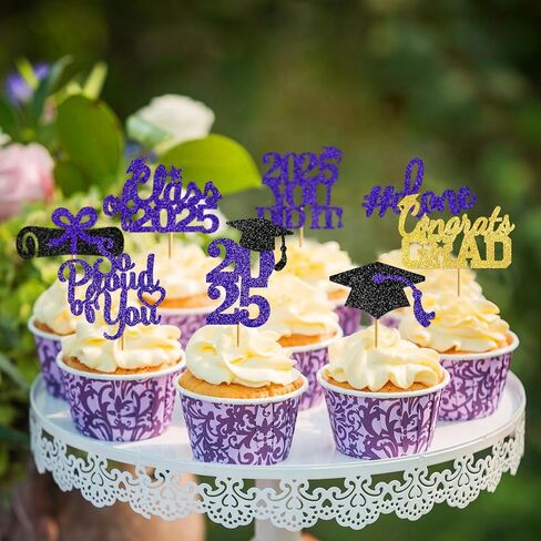 40Pcs Graduation Cupcake Toppers 2025 Graduation Decorations Class of 2025 Blue Graduation Hat Cupcake Toppers Graduation Picks Graduation Party Decorations 2025 in Kuwait