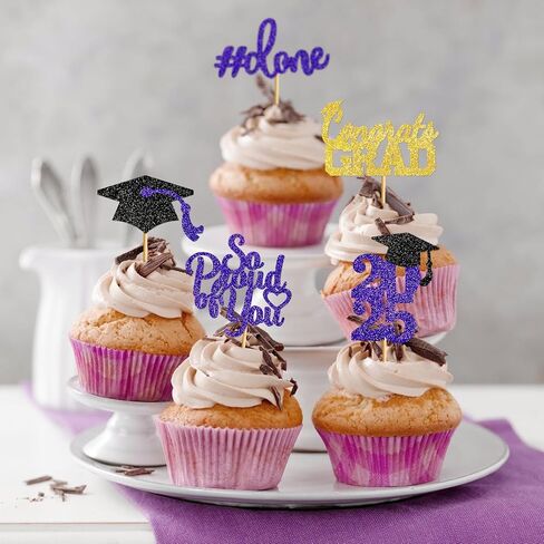 40Pcs Graduation Cupcake Toppers 2025 Graduation Decorations Class of 2025 Blue Graduation Hat Cupcake Toppers Graduation Picks Graduation Party Decorations 2025 in Kuwait