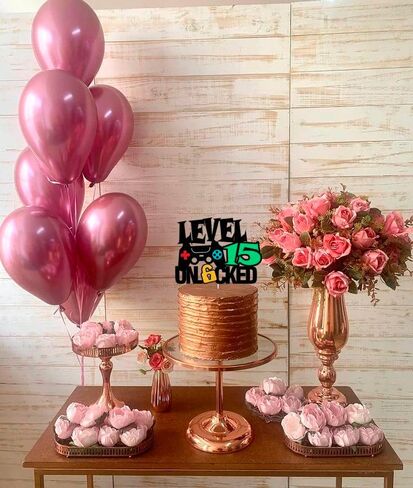 Level 14th Unlocked Sign Cake Topper Happy 14th Birthday Level Up Tenth Cake Decorations for Video Game Controller Themed Kids Boy Girl Bday Party Supplies Double Sided (14th) in Kuwait