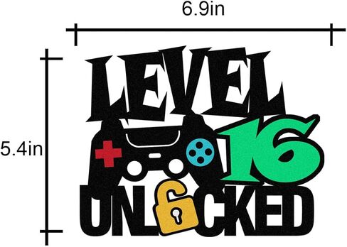 المستوى 15 غير مؤمن كعكة العلامة Topper Happy 15th Level Up Tenth Cake Decorations لوحدة التحكم في ألعاب الفيديو تحت عنوان Kids Boy Girl Bday Party Supplies Double Side (15) in Kuwait