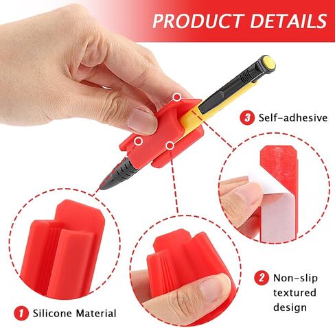 حامل القلم 12 مساءً سيليكون ، حامل قلم لاصق للمكتب أو أي سطح ، حامل علامة رصاص قلم رصاص ، مستلزمات للمعلمين للصفات الدراسية ومكتب المكتب (أحمر) in Kuwait