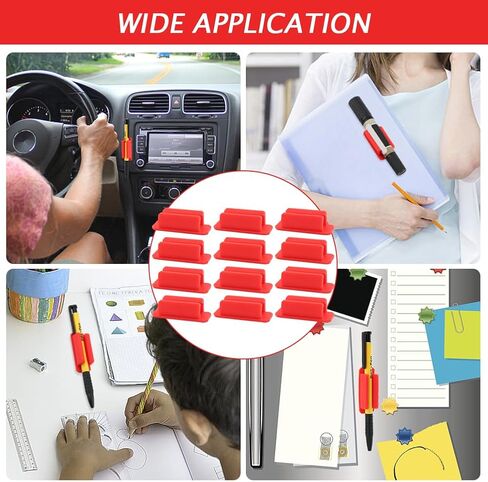 حامل القلم 12 مساءً سيليكون ، حامل قلم لاصق للمكتب أو أي سطح ، حامل علامة رصاص قلم رصاص ، مستلزمات للمعلمين للصفات الدراسية ومكتب المكتب (أحمر) in Kuwait