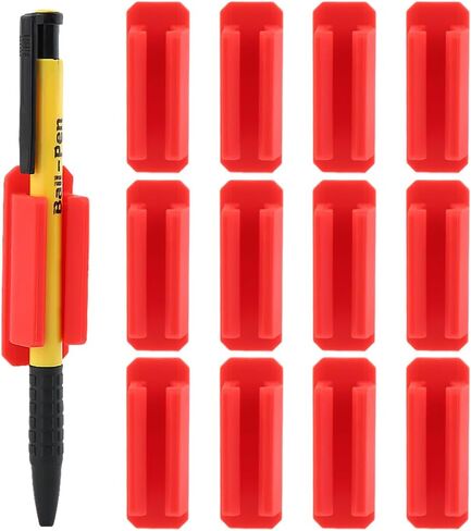 حامل القلم 12 مساءً سيليكون ، حامل قلم لاصق للمكتب أو أي سطح ، حامل علامة رصاص قلم رصاص ، مستلزمات للمعلمين للصفات الدراسية ومكتب المكتب (أحمر) in Kuwait