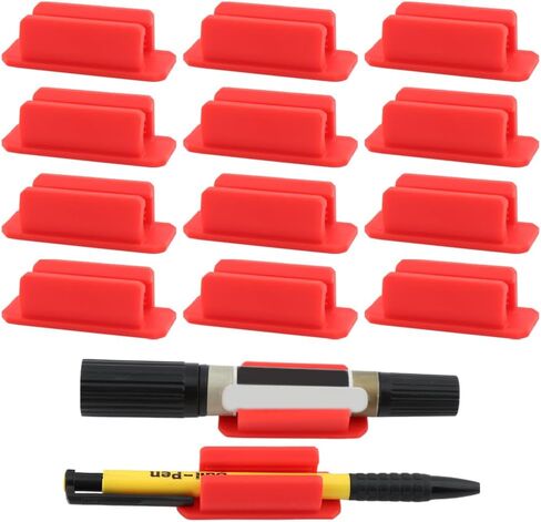 حامل القلم 12 مساءً سيليكون ، حامل قلم لاصق للمكتب أو أي سطح ، حامل علامة رصاص قلم رصاص ، مستلزمات للمعلمين للصفات الدراسية ومكتب المكتب (أحمر) in Kuwait