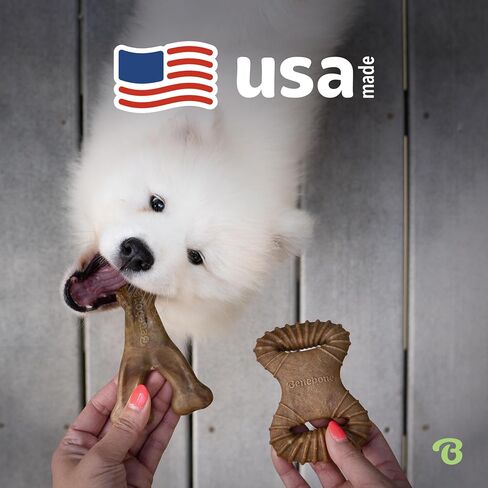 Benebone 2-Pack Wishbone/Dental Durable Dog Chew Toys, Real Bacon, Made in USA, Large in Saudi Arabia