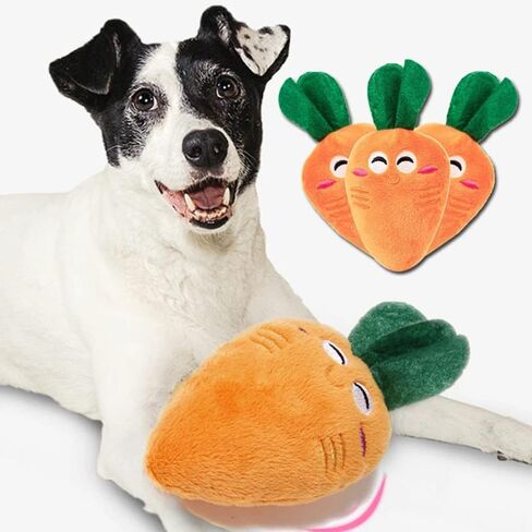 ألعاب الكلاب Aotohoope للكلاب الصغيرة - Pet Puppy Plush Chew Squeaky Carrot Interactive Dog Toy للكلاب الصغيرة المتوسطة الكبيرة - مجموعة من 3 in Saudi Arabia