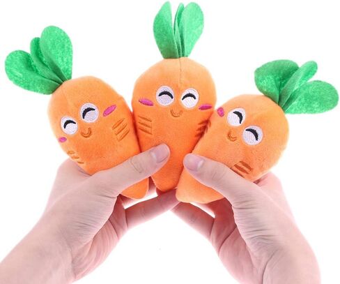 ألعاب الكلاب Aotohoope للكلاب الصغيرة - Pet Puppy Plush Chew Squeaky Carrot Interactive Dog Toy للكلاب الصغيرة المتوسطة الكبيرة - مجموعة من 3 in Saudi Arabia