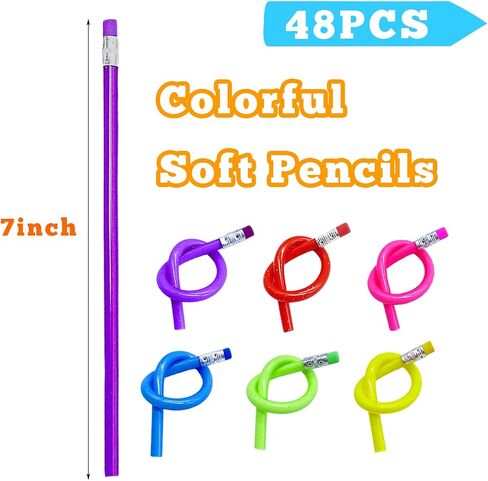 45 Pack Flexible Soft Pencil,7.1 Inch Magic Bend Pencils,Soft Novelty Pencil with Eraser for Kids Gift Students School Classroom Supplies in Saudi Arabia