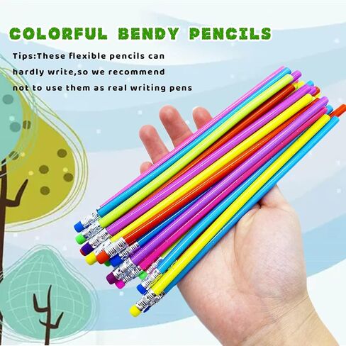 45 Pack Flexible Soft Pencil,7.1 Inch Magic Bend Pencils,Soft Novelty Pencil with Eraser for Kids Gift Students School Classroom Supplies in Saudi Arabia