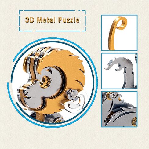 MENAIMPK 3D Metal Puzzle for Adults, Mechanical Color 3D Metal Model Kit, DIY Adults Assembly Brain Teaser Puzzle, Suitable for Home Decor Art Craft Gifts Toys (Monkey) in Kuwait