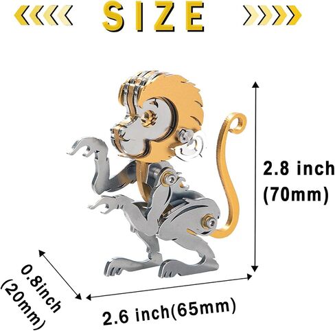 MENAIMPK 3D Metal Puzzle for Adults, Mechanical Color 3D Metal Model Kit, DIY Adults Assembly Brain Teaser Puzzle, Suitable for Home Decor Art Craft Gifts Toys (Monkey) in Kuwait