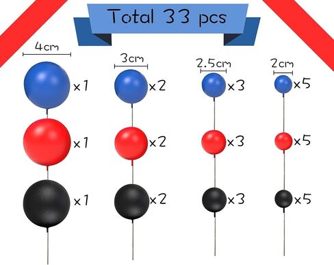 33 Pieces Ball Cake Topper Foam Balls Cupcake Topper Mini Balloon Cake Topper Red Blue White Cartoon Color Series Balls Cake Decorations for Birthday Wedding Anniversary Party Supplies (blue) in Saudi Arabia