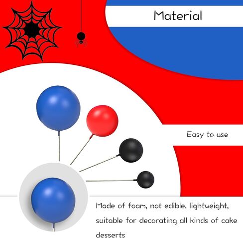 33 Pieces Ball Cake Topper Foam Balls Cupcake Topper Mini Balloon Cake Topper Red Blue White Cartoon Color Series Balls Cake Decorations for Birthday Wedding Anniversary Party Supplies (blue) in Saudi Arabia