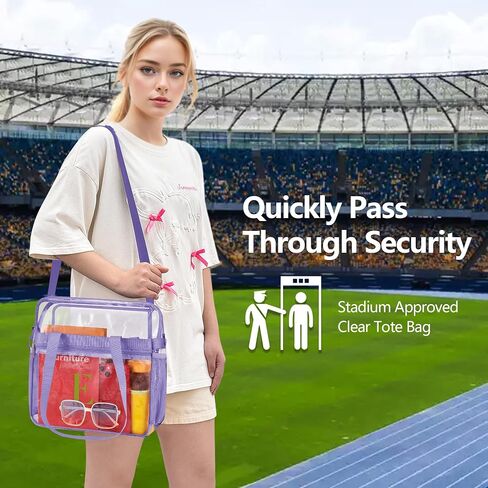 Clear Bag for Stadium Events 12x6x12, Clear Message Bag Stadium Approved with Reinforced Shoulder Straps, Transparent Bag for Sports Events Concert and Festival in Saudi Arabia