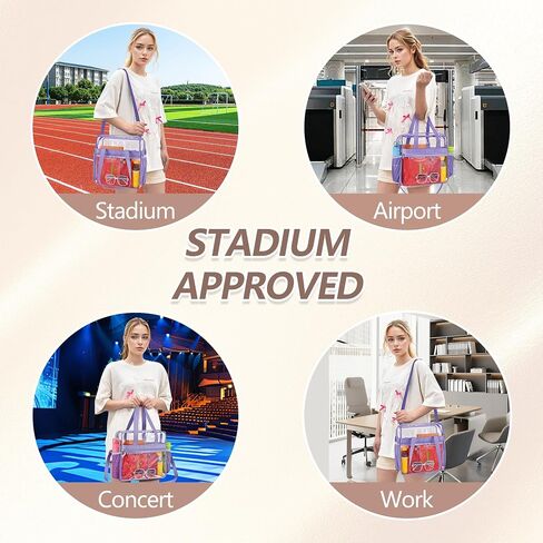 Clear Bag for Stadium Events 12x6x12, Clear Message Bag Stadium Approved with Reinforced Shoulder Straps, Transparent Bag for Sports Events Concert and Festival in Saudi Arabia