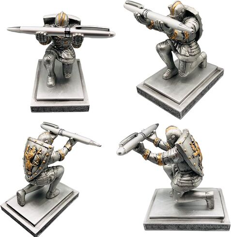 حامل قلم تنفيذي ثلاثي الأسلوب مع زخرفة جندي راتنج القلم مع زخرفة قرطاسية شيلد درع القلم. in Kuwait