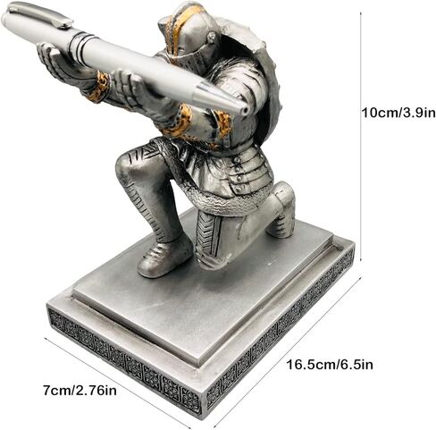 حامل قلم تنفيذي ثلاثي الأسلوب مع زخرفة جندي راتنج القلم مع زخرفة قرطاسية شيلد درع القلم. in Kuwait