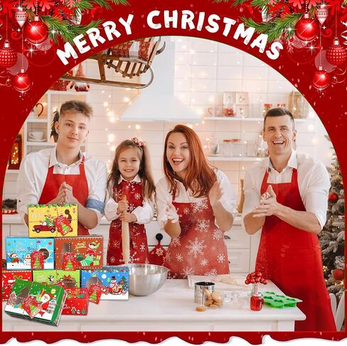 Zhanmai Large Christmas 64 Pc Cookie Boxes with Window 8.6 x 6 x 2.7 Inch Holiday Bakery Treat Xmas Pastry Boxes with Ribbon DIY Gift Tag for Party Favor Gift Giving(Classic) in Saudi Arabia