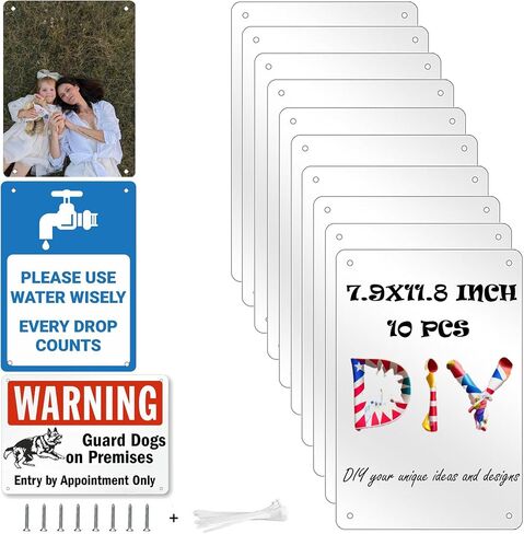10 Pieces Sublimation Metal Sign Blanks 7.9"x11.8" Premium Aluminum Heat Transfer Photo Board for DIY Printing, Advertising, and Custom Outdoor Parking Signs (0.018 inches thick) in Saudi Arabia