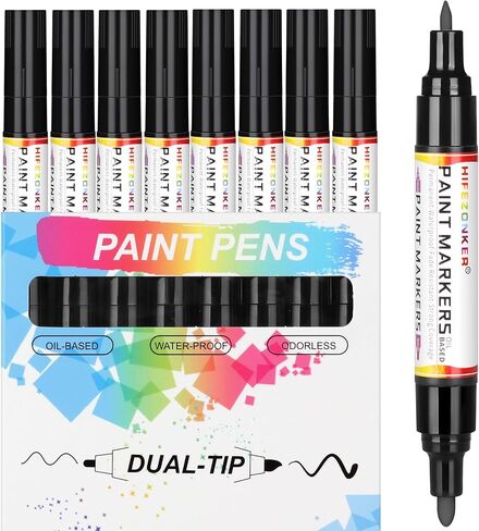 White Paint Pen Paint Marker - 2 PCS Dual Tip Oil Based White Permanent Markers, Extra Fine Tip and Medium Tip (0.7mm & 3mm), Quick Drying, Waterproof, Marker Pen for Fabric (2 White) in Saudi Arabia