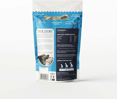 Skipper's Cod Fish Skin Twists Chews - 100 ٪ علاجات خالية من الحبوب السمكية للكلاب ، عالية في البروتين ومنخفض في الدهون ، أوميغا 3 زيوت | عظيم للأسنان (قصيرة ، 2.5 أوقية) in Kuwait