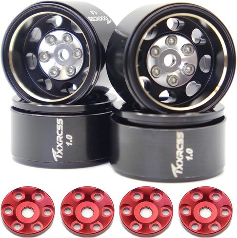 Rc 1.0 Beadlock Wheel Heavy Brass Whlles Offsets -2mm Rims for 1/24 1/18 RC Crawler Car Axial SCX24 AX24 TRX4M FCX24 4Pc Heart-Shaped (Red White) in Kuwait