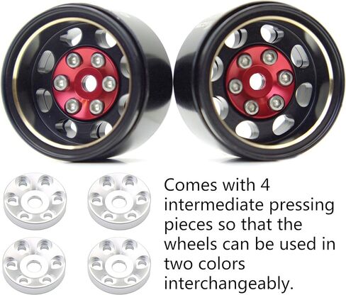 Rc 1.0 Beadlock Wheel Heavy Brass Whlles Offsets -2mm Rims for 1/24 1/18 RC Crawler Car Axial SCX24 AX24 TRX4M FCX24 4Pc Heart-Shaped (Red White) in Kuwait