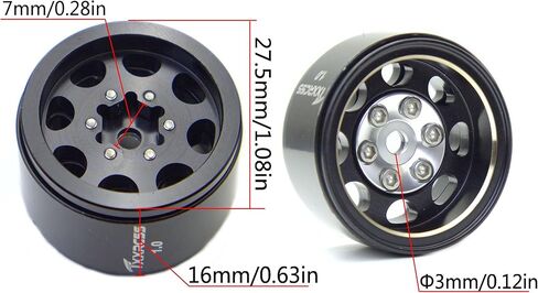Rc 1.0 Beadlock Wheel Heavy Brass Whlles Offsets -2mm Rims for 1/24 1/18 RC Crawler Car Axial SCX24 AX24 TRX4M FCX24 4Pc Heart-Shaped (Red White) in Kuwait