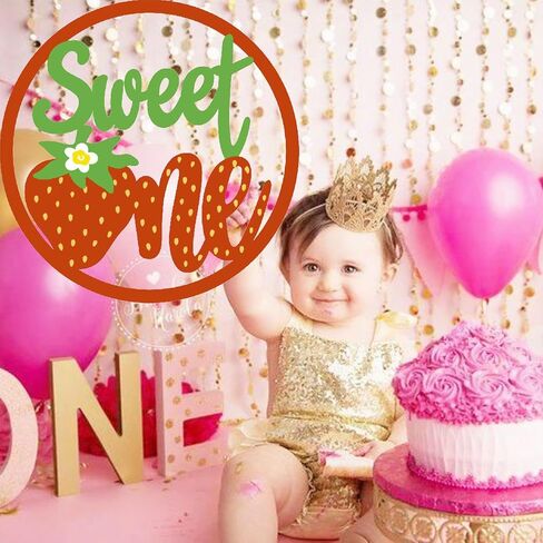 Strawberry Sweet One round Wooden Sign Strawberry Party Decoration First 1st Birthday Wooden Sign One Letter Hanging Sign Baby Shower for Girl Wall Decoration Birthday Party Supplies .RED in Saudi Arabia