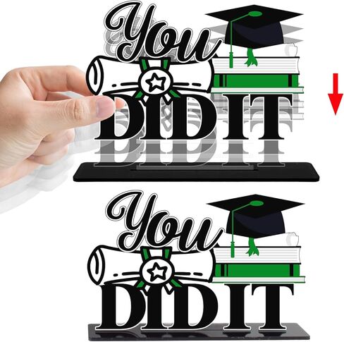 LINGTEER Class of 2025 Graduation Party Decorations - 3Pcs Congrats Grad 2025 School Graduation Acrylic Table Centerpieces Gift Stand Decorations - Green. in Kuwait