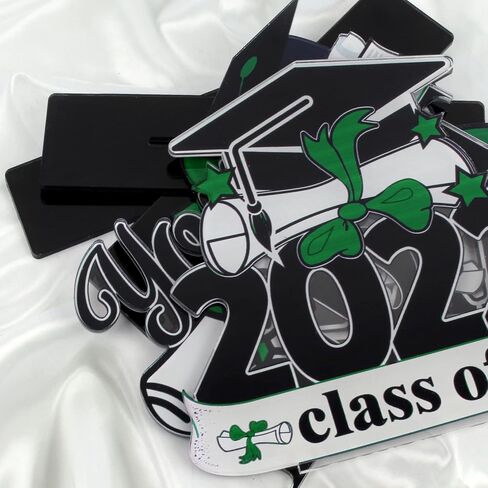 LINGTEER Class of 2025 Graduation Party Decorations - 3Pcs Congrats Grad 2025 School Graduation Acrylic Table Centerpieces Gift Stand Decorations - Green. in Kuwait