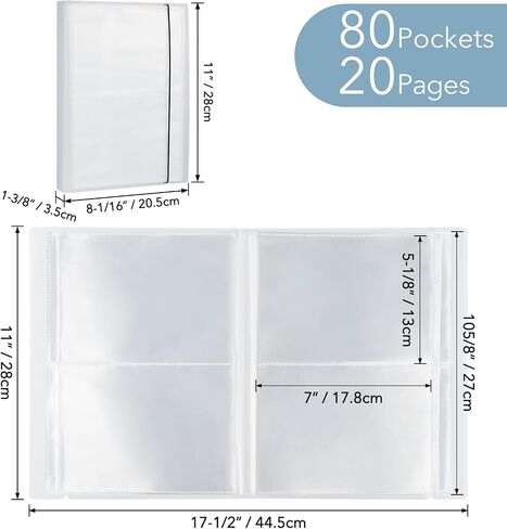20 Pages / 80 Pockets Stamps and Dies Storage Album Book Organizer Folder Plastic Large Sticker Photo Storage Bags for Cutting Dies Stencil Stamp Crafts DIY Scrapbooking 7x5.1inch/Pocket (Black) in Saudi Arabia