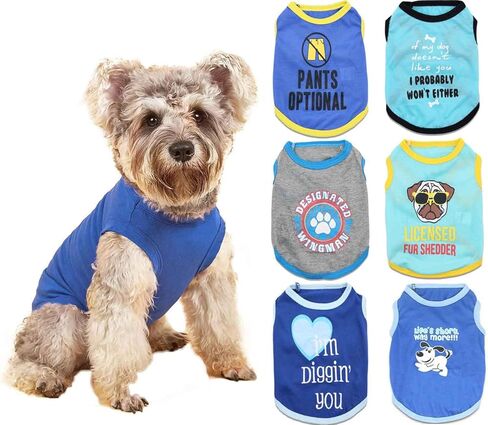 6 Packs Small Dog Puppy Shirts Boy Dog Clothes Funny Cute Dogs T Shirt for Small Dogs Boys Small Puppy Tshirt Cat Clothing Female Vest Apparel, Small in Kuwait