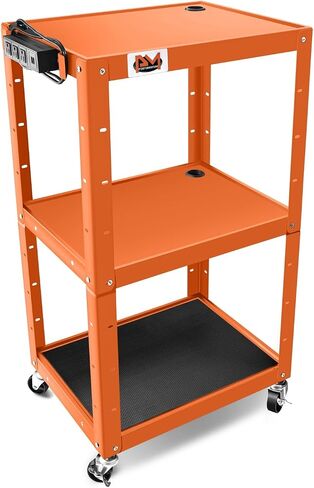 PM PERFORMOTOR 3-Layer Utility Steel AV Cart with Wheels Power Strip, 25" x 18" x 24"-42" Height Adjustable Rolling Projector Cart, Gray,PM-TOL-CT2-GY in Kuwait