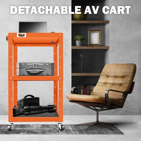 PM PERFORMOTOR 3-Layer Utility Steel AV Cart with Wheels Power Strip, 25" x 18" x 24"-42" Height Adjustable Rolling Projector Cart, Gray,PM-TOL-CT2-GY in Kuwait