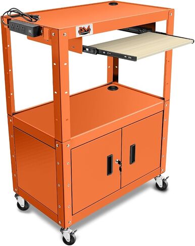 PM PERFORMOTOR 3-Layer Utility Steel AV Cart with Wheels Power Strip, 25" x 18" x 24"-42" Height Adjustable Rolling Projector Cart, Gray,PM-TOL-CT2-GY in Kuwait