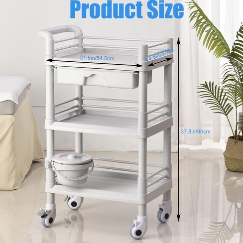 Rolling Utility Cart,Qiwey Medical Utility Cart with Two Drawers,2-Tier Esthetician Cart with Wheels Steel Plastic for Beauty Salon SPA Commercial Hospital Office Lab Cart White in Saudi Arabia