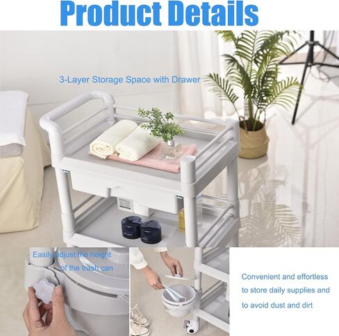 Rolling Utility Cart,Qiwey Medical Utility Cart with Two Drawers,2-Tier Esthetician Cart with Wheels Steel Plastic for Beauty Salon SPA Commercial Hospital Office Lab Cart White in Saudi Arabia
