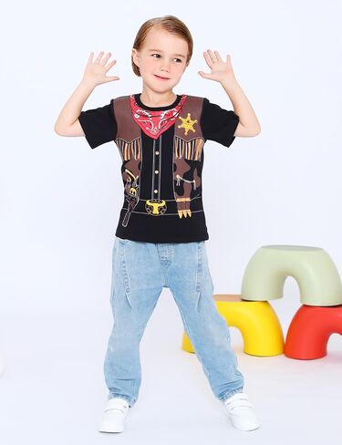 COSLAND Boys and Toddler Cotton Print T-Shirt Short Sleeve Halloween Shirt, 2T-Large in Saudi Arabia