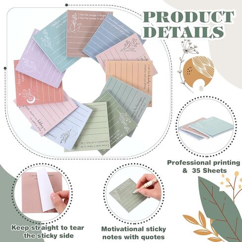 24 حزمة التأكيد الإيجابي ملاحظات لزجة 3 × 3 بوصة الصحة العقلية وسادات لزجة لزجة ملهمة منصات المذكرة للمعلم ممرضة زميل العمل في العمل هدية الرعاية الذاتية (بوهو لون ، كلاسيكية) in Kuwait