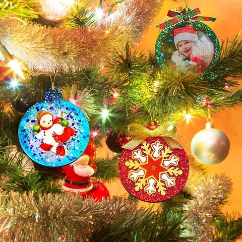 4 Pcs Christmas Ornament Resin Molds, Resin Molds Silicone Round Ornaments, Christmas Resin Molds, DIY Crafts Keychain Making Christmas Tree Decorations (A) in Saudi Arabia