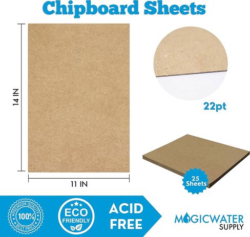 50 Chipboard Sheets 11 x 14 inch - 22pt (point) Light Weight Brown Kraft Cardboard for Scrapbooking & Picture Frame Backing (.022 Caliper Thick) Paper Board | MagicWater Supply in Kuwait
