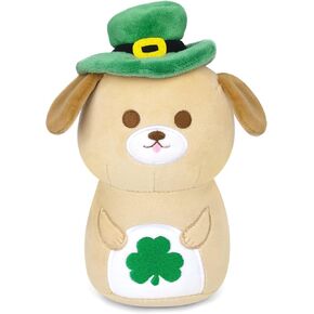 Dog Plush St Patricks Day Plush, 8inch Cute Yellow Lab Stuffed Animal with Shamrock, St. Patrick's Day Plush Gifts for Kids, St Patrick Day Home Decor
